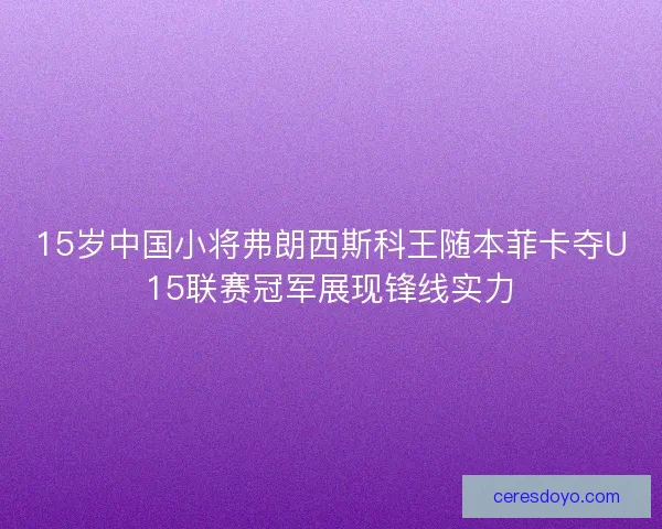 15岁中国小将弗朗西斯科王随本菲卡夺U15联赛冠军展现锋线实力